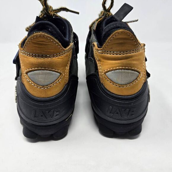 LAKE CYCLING SHOES BLACK CAMEL GRAY LEATHER STRAP MENS SIZE 8 8.5 - Picture 3 of 8